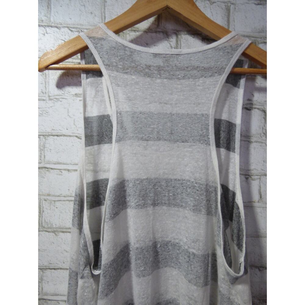 Eileen Fisher Organic Linen Gray White Striped Tank Top Large NEW - Picture 8 of 10